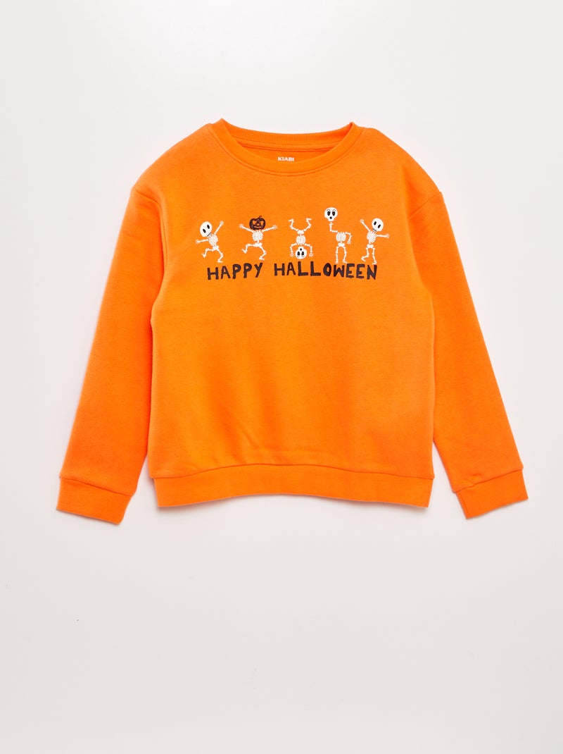 Sweater van joggingstof - Halloween ORANJE - Kiabi