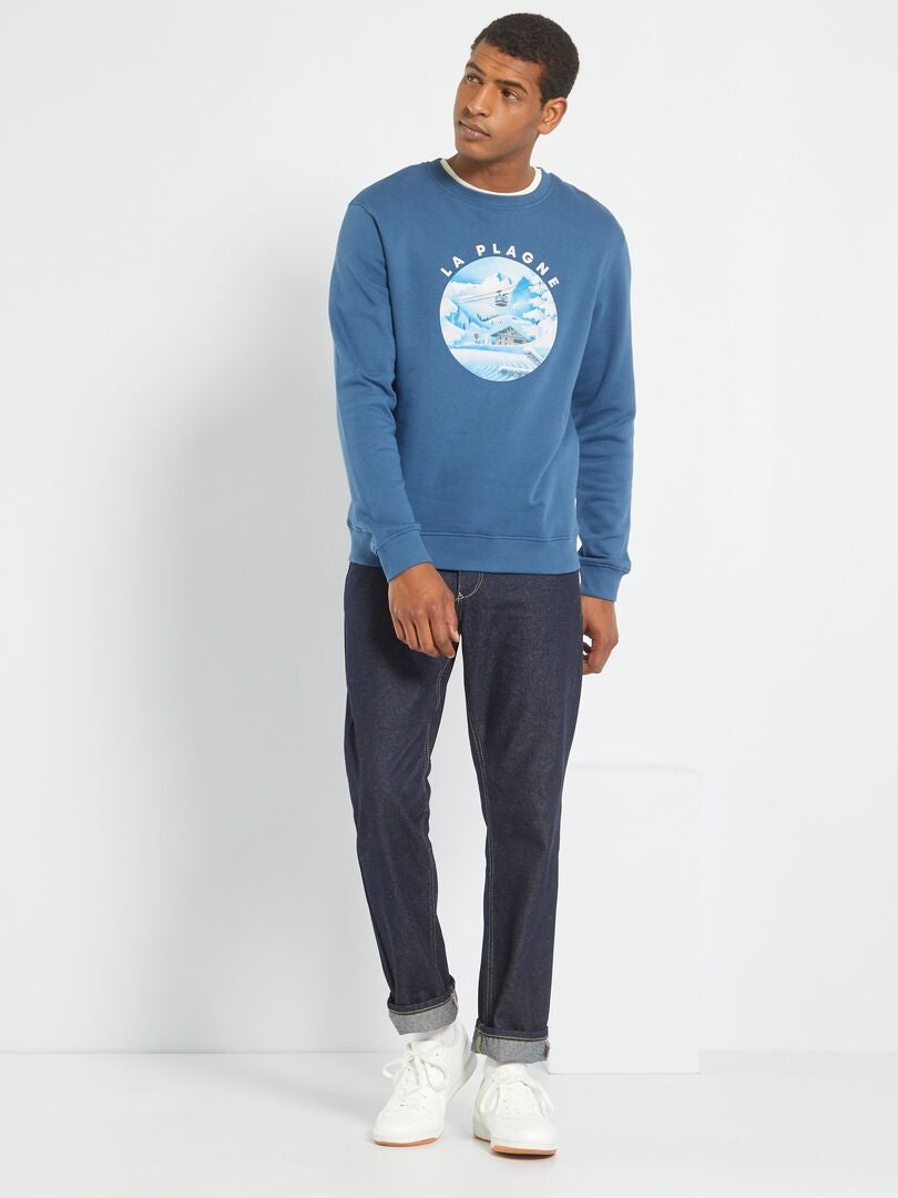 Sweater van joggingstof - Uniseks BLAUW - Kiabi