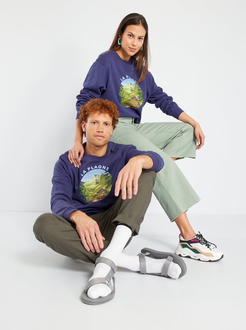 Sweater van joggingstof - Uniseks BLAUW - Kiabi