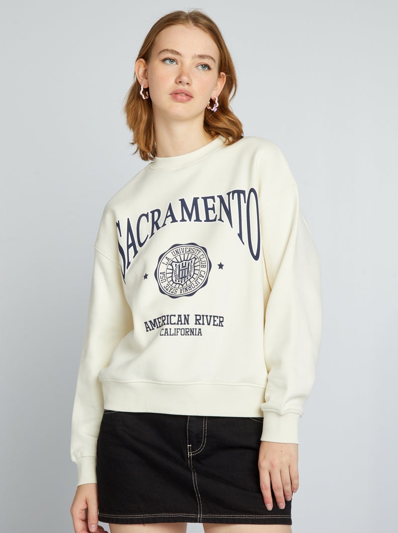 Sweater van joggingstof BIEGE - Kiabi