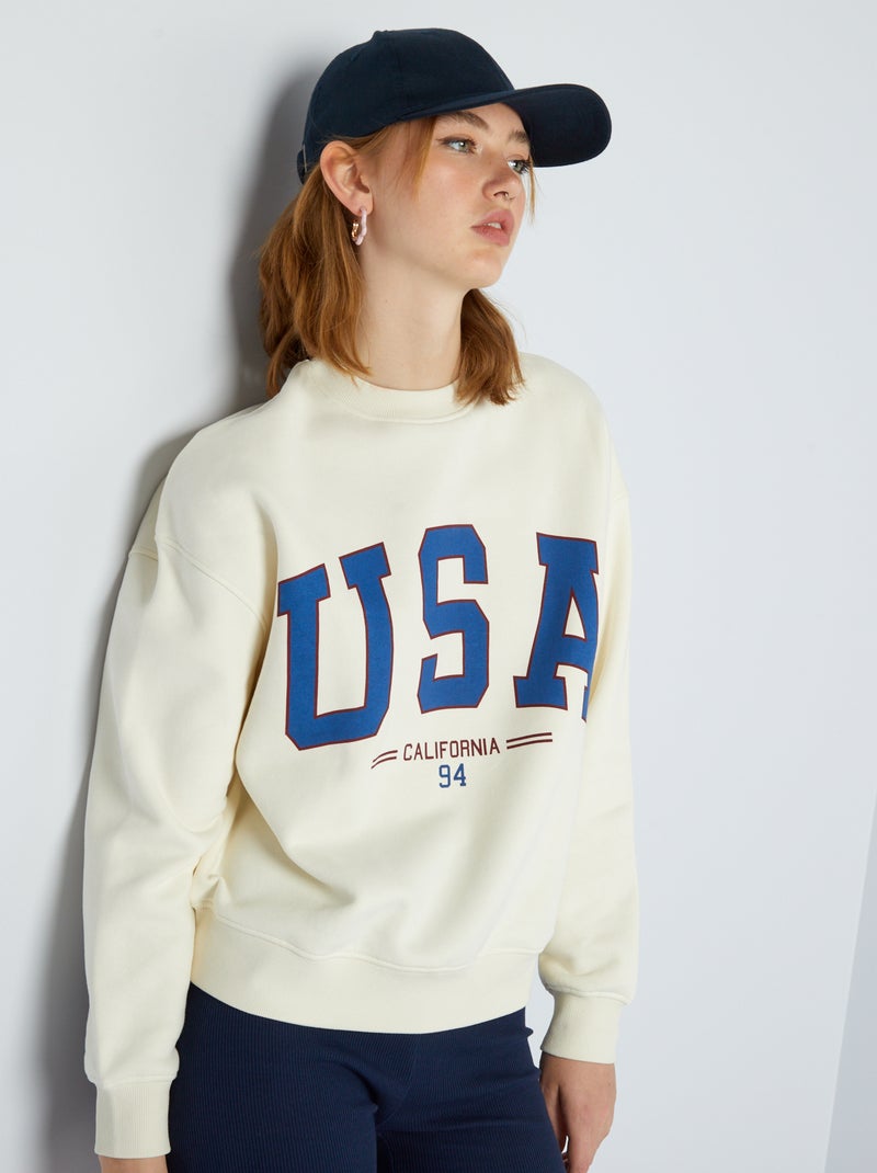 Sweater van joggingstof BIEGE - Kiabi