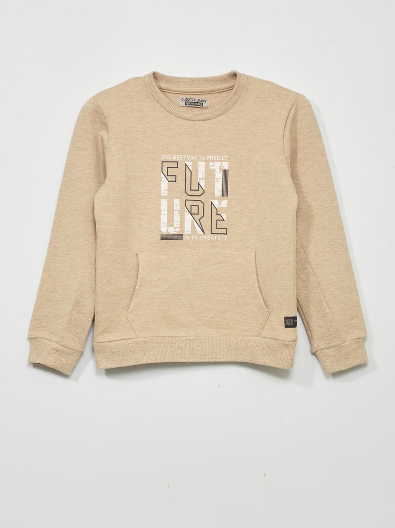 Sweater van joggingstof BIEGE - Kiabi