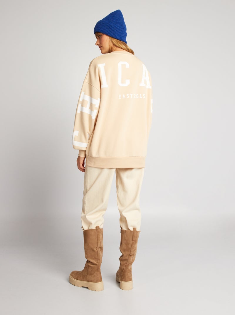 Sweater van joggingstof BIEGE - Kiabi
