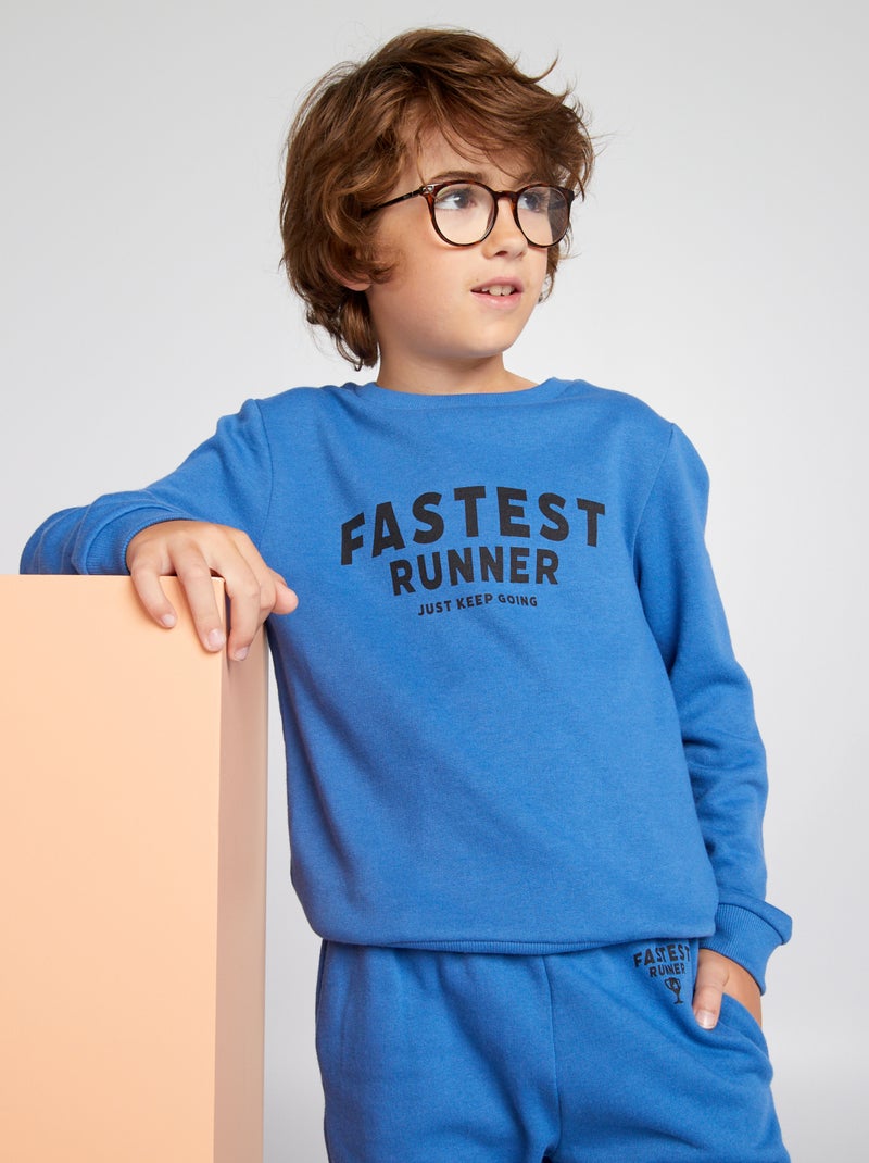 Sweater van joggingstof blauw - Kiabi