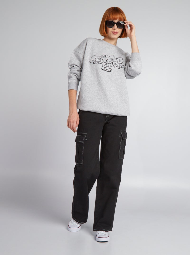 Sweater van joggingstof 'BT21' GRIJS - Kiabi