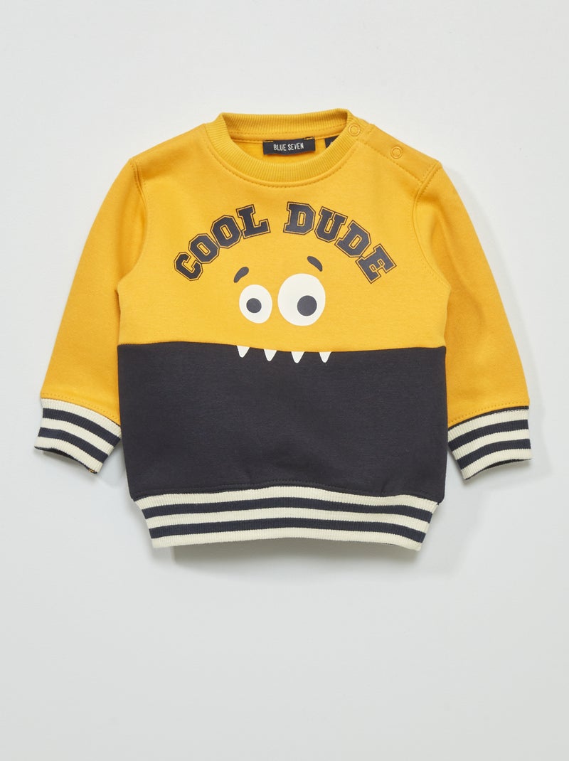 Sweater van joggingstof 'cool dude' GEEL - Kiabi