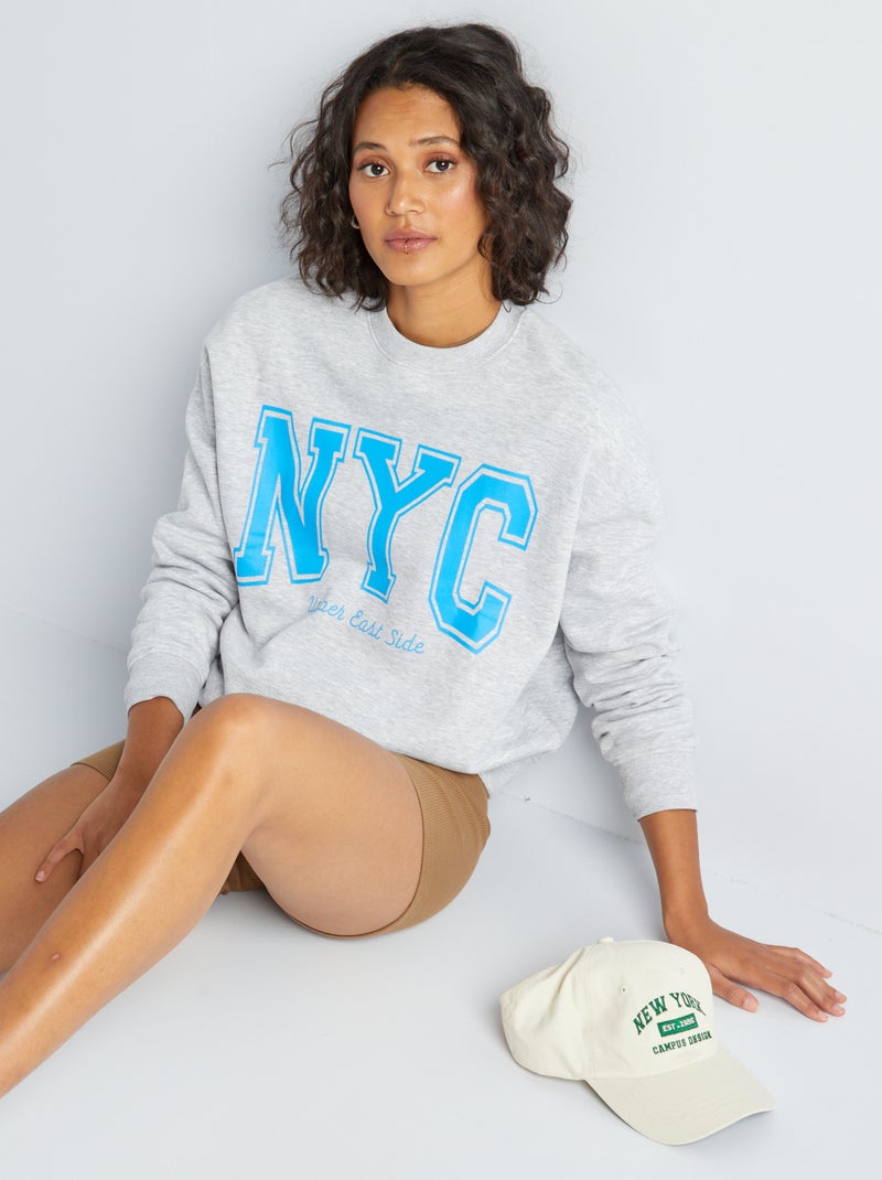 Sweater van joggingstof GRIJS - Kiabi