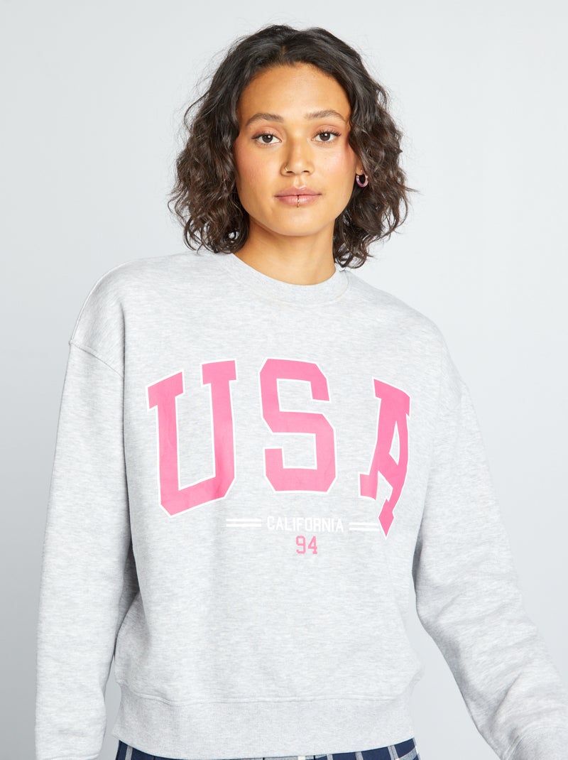 Sweater van joggingstof GRIJS - Kiabi