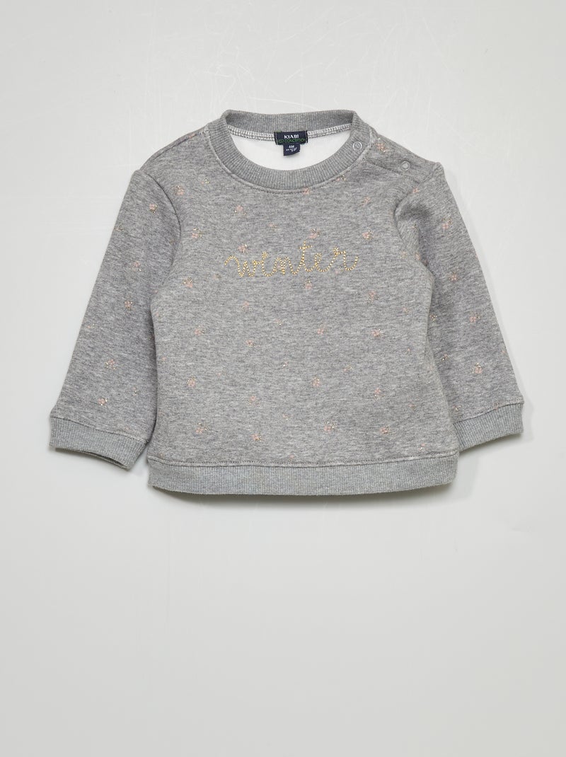 Sweater van joggingstof GRIJS - Kiabi