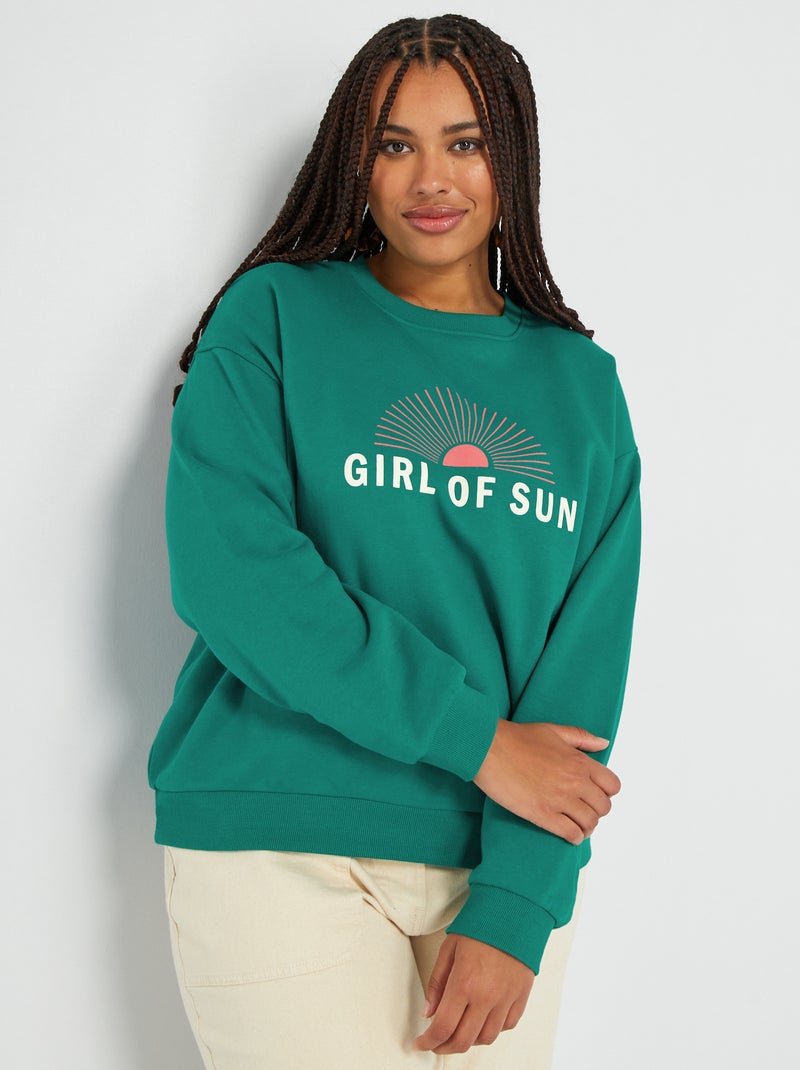 Sweater van joggingstof GROEN - Kiabi