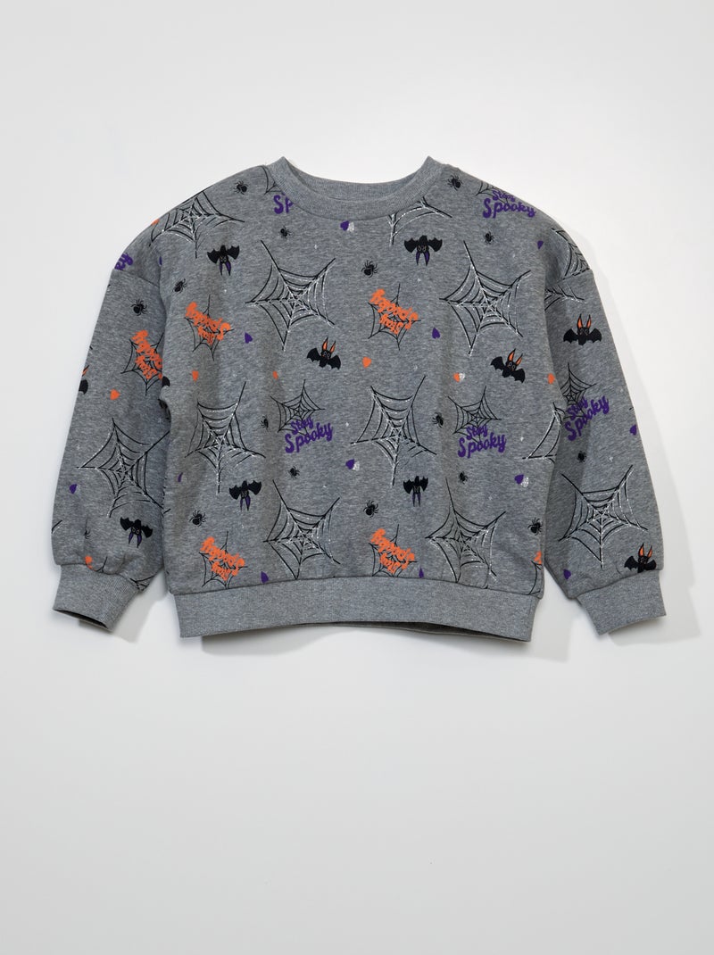 Sweater van joggingstof 'Halloween' Grijs - Kiabi