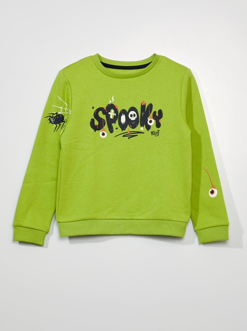 Sweater van joggingstof 'Halloween' GROEN - Kiabi
