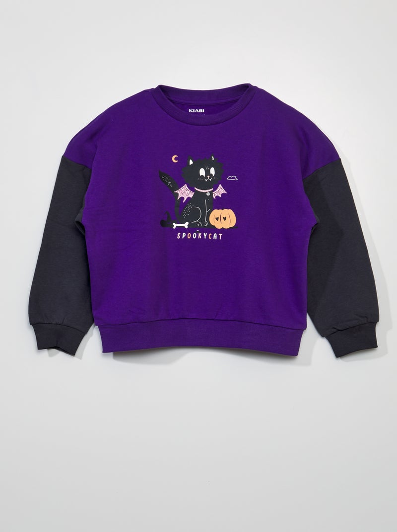 Sweater van joggingstof 'Halloween' PAARS - Kiabi