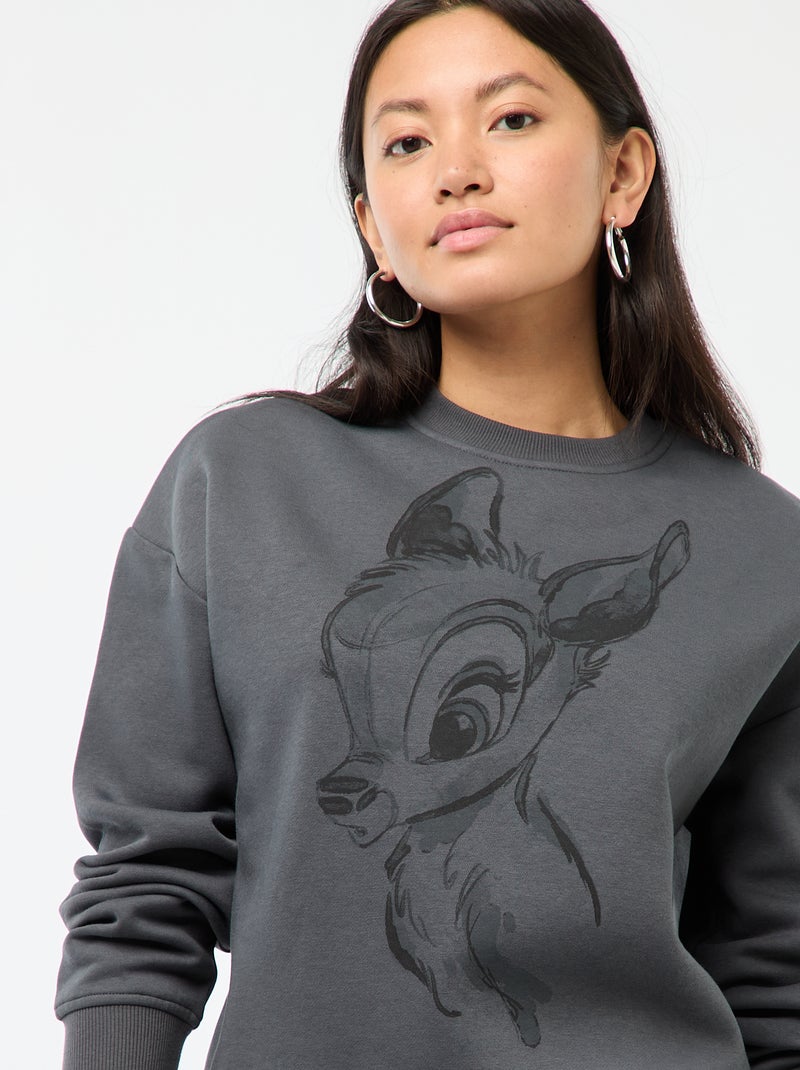Sweater van joggingstof met 'Bambi'-print Grijs - Kiabi