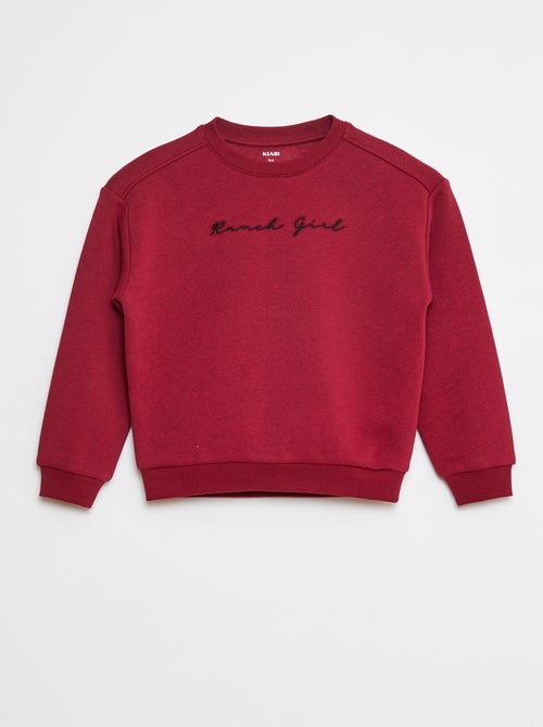 Sweater van joggingstof met borduursel en franjes op de mouwen - Kiabi