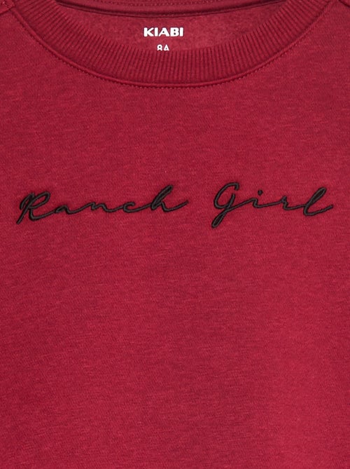 Sweater van joggingstof met borduursel en franjes op de mouwen - Kiabi