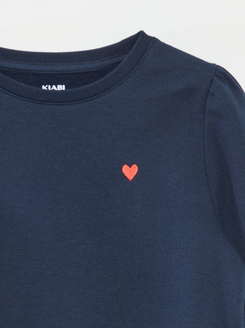 Sweater van joggingstof met borduursel en fronsjes op de schouder - Kiabi