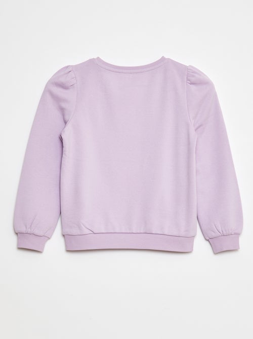 Sweater van joggingstof met borduursel en fronsjes op de schouder - Kiabi