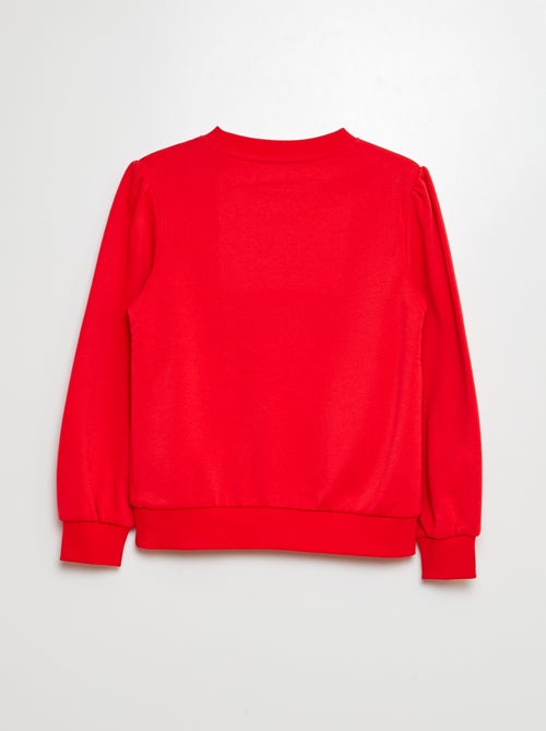 Sweater van joggingstof met borduursel en fronsjes op de schouder - Kiabi