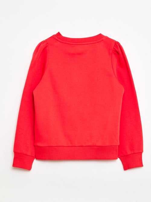 Sweater van joggingstof met borduursel en fronsjes op de schouder - Kiabi Sweater van joggingstof met borduursel en fronsjes op de schouder - Kiabi