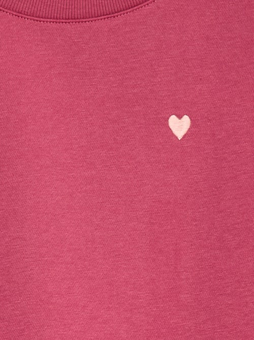 Sweater van joggingstof met borduursel en fronsjes op de schouder - Kiabi