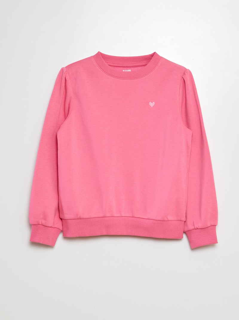 Sweater van joggingstof met borduursel en fronsjes op de schouder ROSE - Kiabi