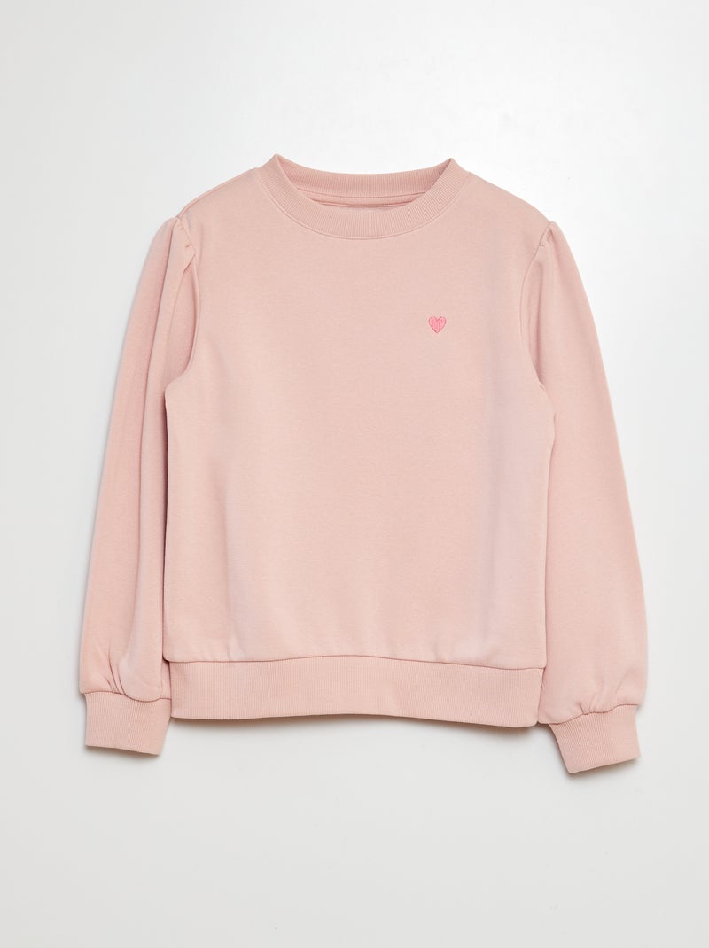 Sweater van joggingstof met borduursel en fronsjes op de schouder ROSE - Kiabi