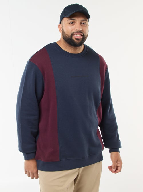 Sweater van joggingstof met colorblock-patroon - Kiabi