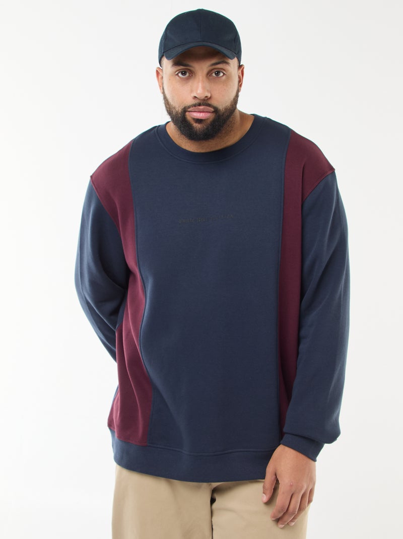 Sweater van joggingstof met colorblock-patroon Blauw - Kiabi