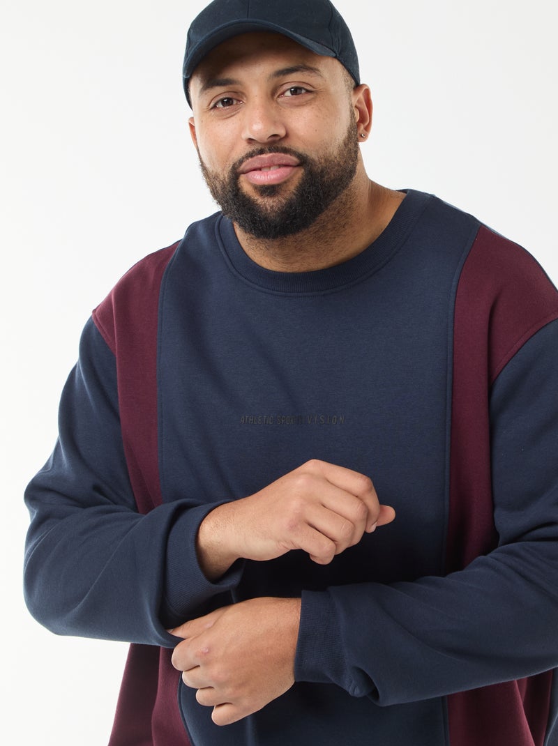 Sweater van joggingstof met colorblock-patroon Blauw - Kiabi