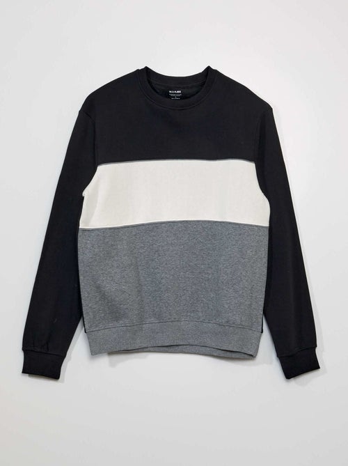 Sweater van joggingstof met colorblock-patroon - Kiabi