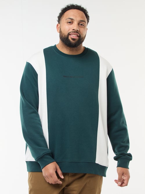 Sweater van joggingstof met colorblock-patroon - Kiabi