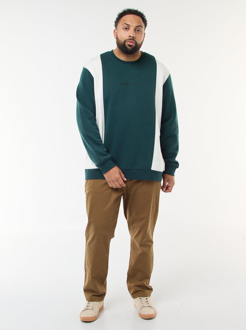 Sweater van joggingstof met colorblock-patroon Groen - Kiabi