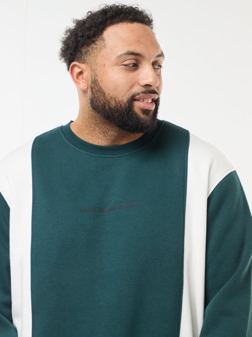 Sweater van joggingstof met colorblock-patroon - Kiabi