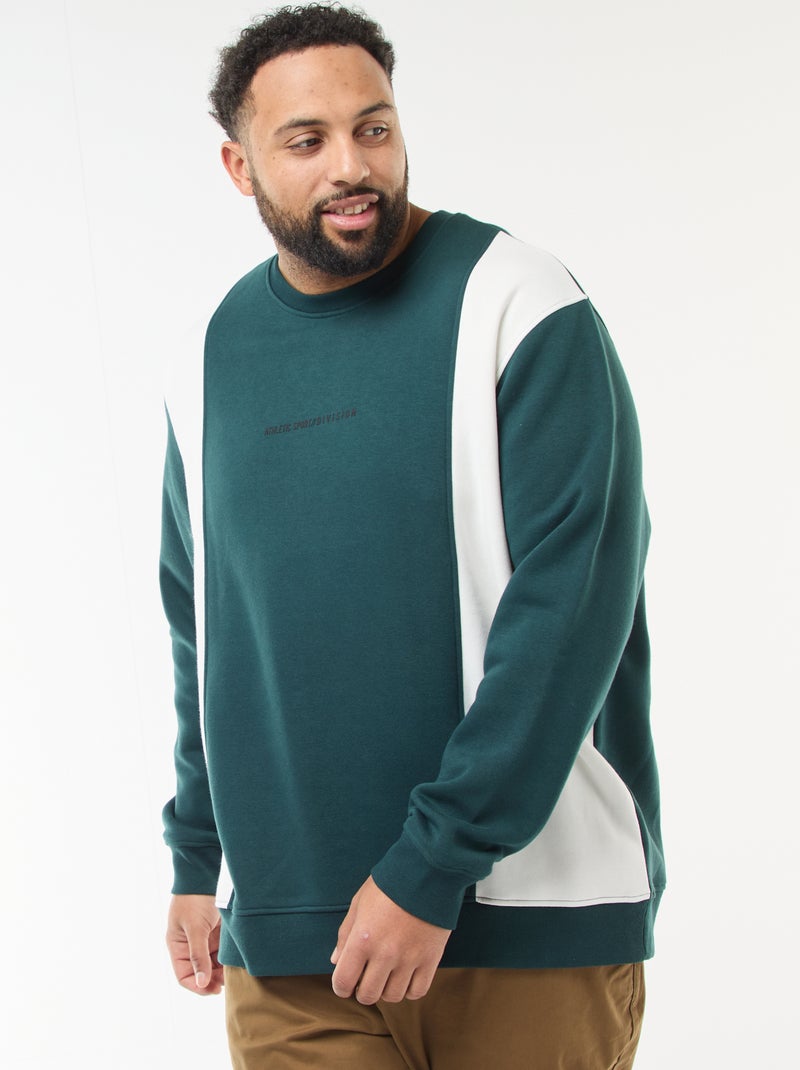 Sweater van joggingstof met colorblock-patroon Groen - Kiabi