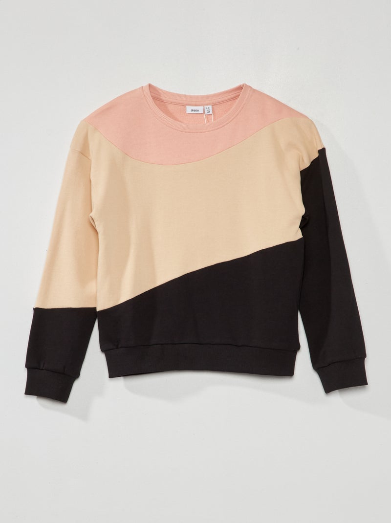 Sweater van joggingstof met colorblock-patroon ROSE - Kiabi