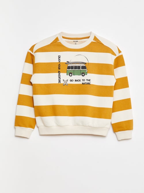Sweater van joggingstof met contrastmouwen - Kiabi
