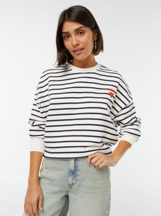 Sweater van joggingstof met 'dans mon coeur'-opdruk