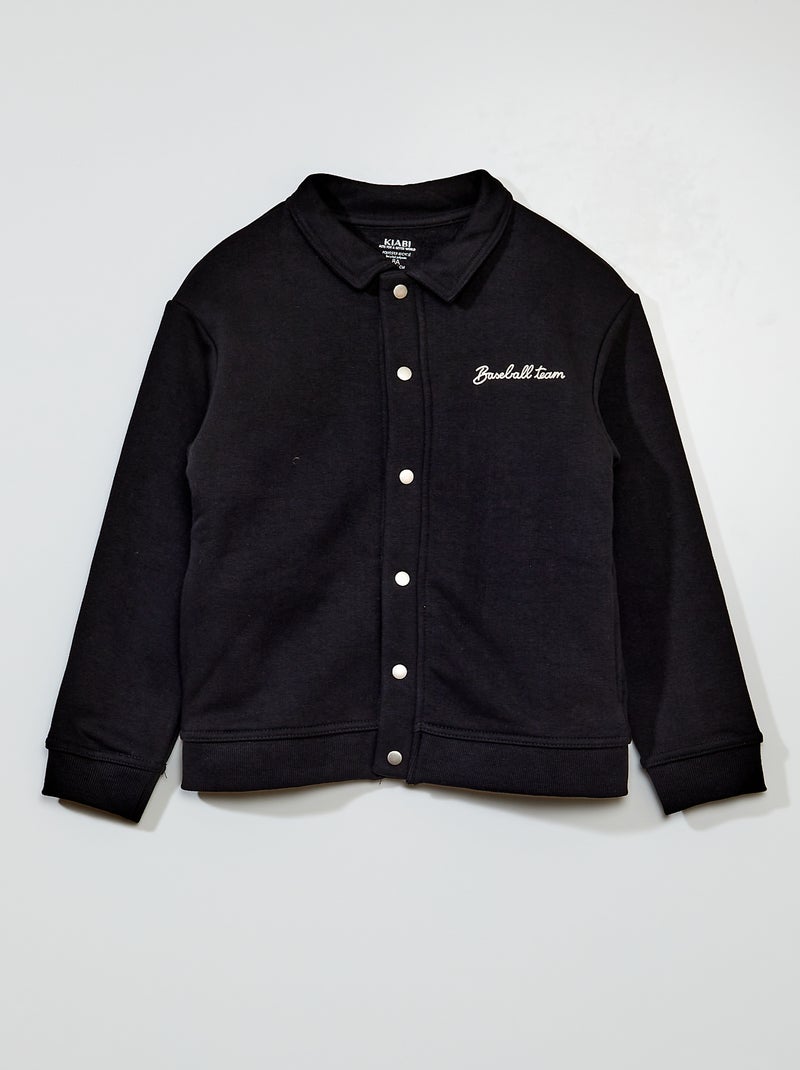 Sweater van joggingstof met drukknopen ZWART - Kiabi