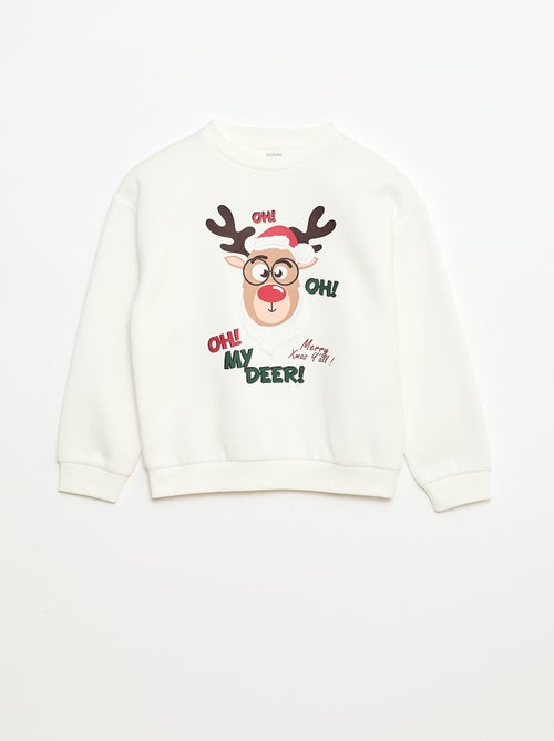 Sweater van joggingstof met kerstprint - Kiabi
