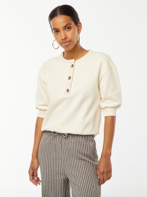 Sweater van joggingstof met korte mouwen - Kiabi
