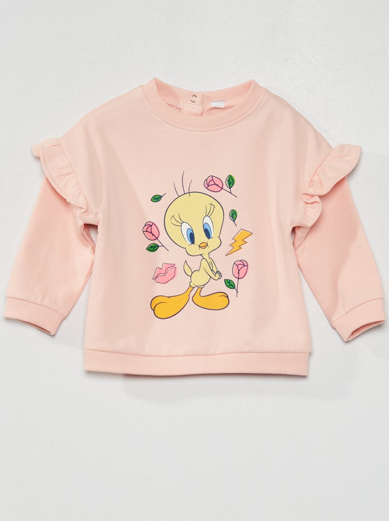 Sweater van joggingstof met Looney Tunes-print roze - Kiabi