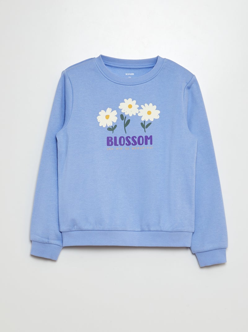 Sweater van joggingstof met motiefje BLAUW - Kiabi