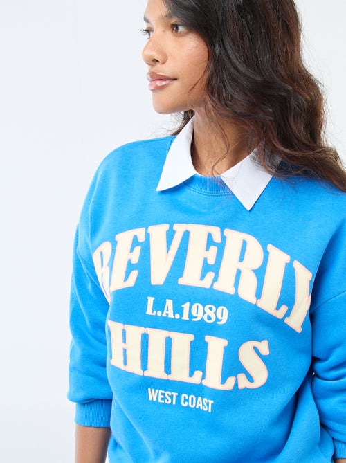 Sweater van joggingstof met opschrift - Kiabi