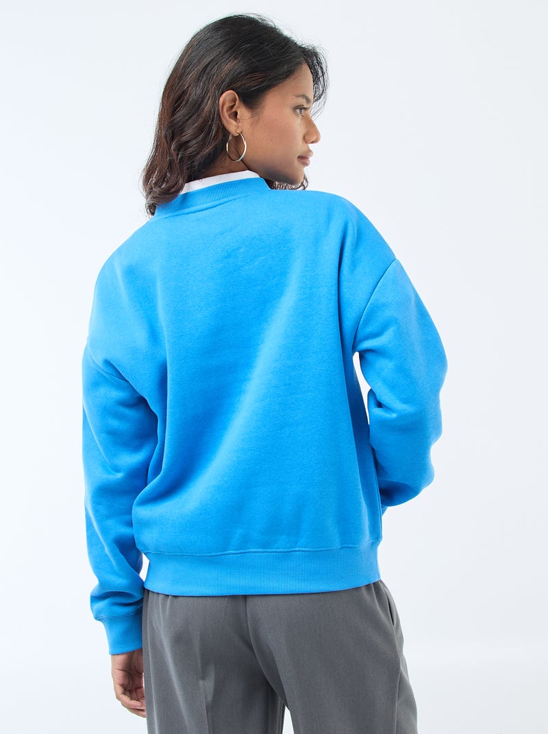 Sweater van joggingstof met opschrift Blauw - Kiabi