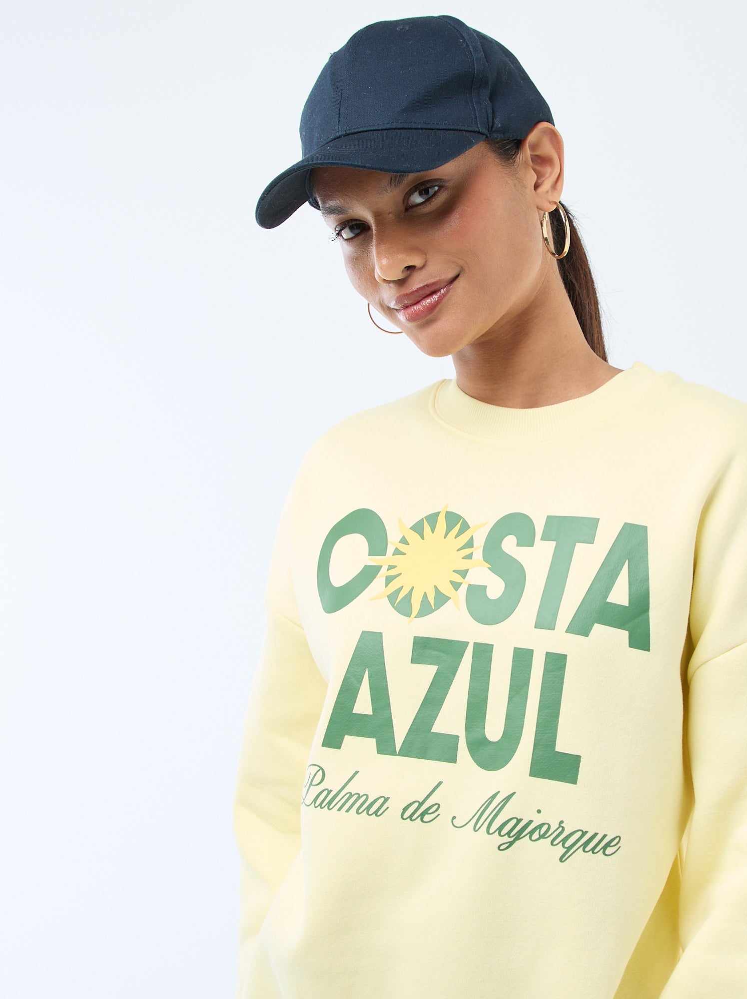 Sweater van joggingstof met opschrift