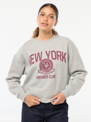 Sweater van joggingstof met opschrift