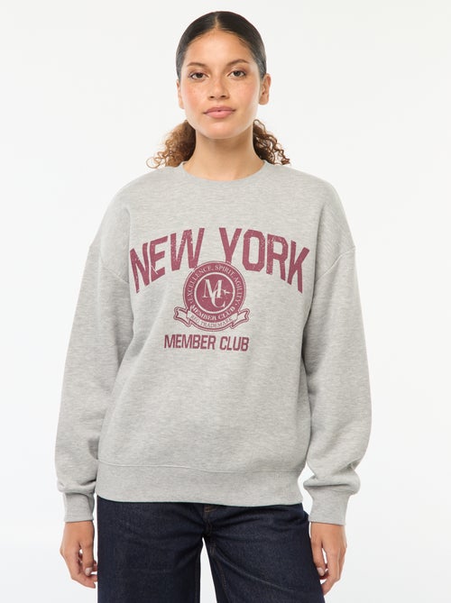 Sweater van joggingstof met opschrift - Kiabi