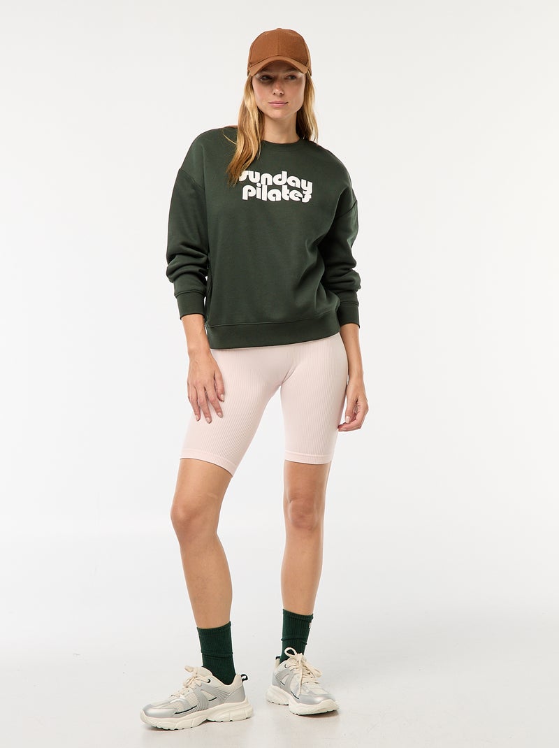 Sweater van joggingstof met opschrift Groen - Kiabi
