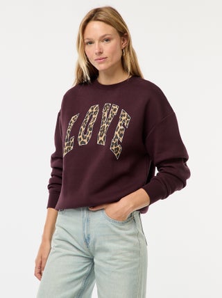 Sweater van joggingstof met opschrift